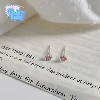 Fairybaby ต่างหู Darling Gem ต่างหู ตุ้มหู รูปหัวใจ เพชรจิ๋ว เล่นแสง มินิ ใส่ไปโรงเรียน (มี 4 สีให้เลือก ) (E2-028)