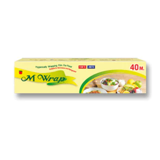 M WRAP ฟิล์มถนอมอาหาร ฟิล์มยืดเอ็มแรป พร้อมใบมีดสไลด์ หนา 11 ไมครอน กว้าง20/30 ซม. ยาว30/40/50/100 ม.