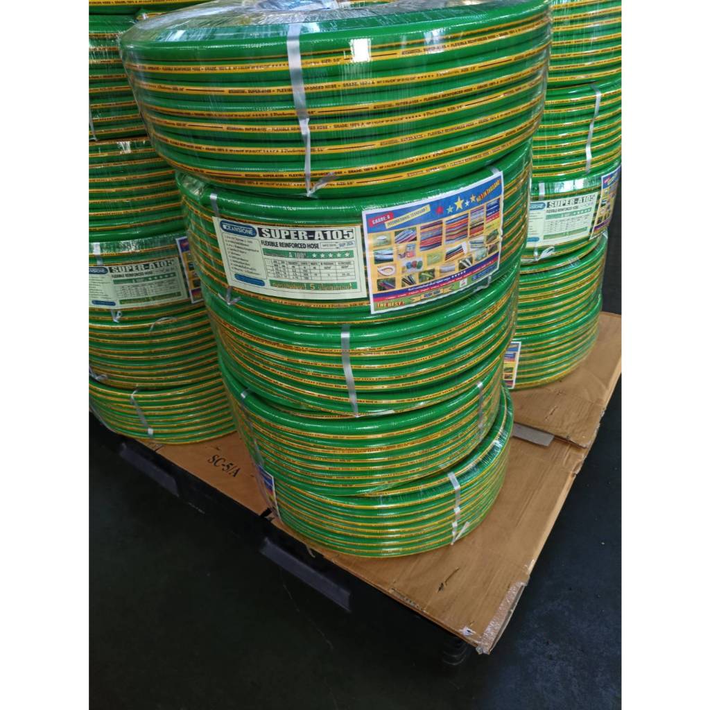 (ม้วนเต็ม) สีเขียว OCEANSTONE สายยางทึบแสงเสริมใย สายยาง2ชั้นOCEANSTONE ขนาด 5/8" รุ่น OCEANSTONE SUPER-A105 100เมตร