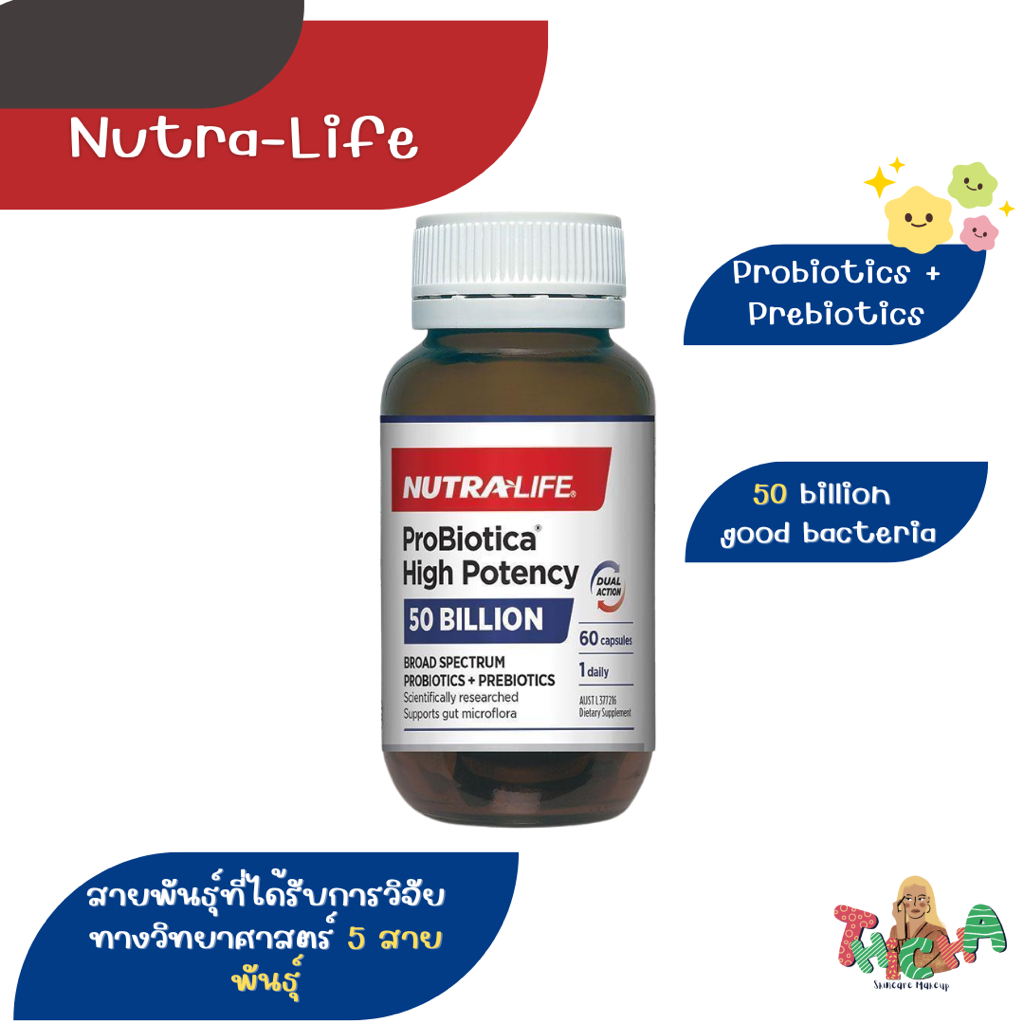 ใช้โค้ดลดไลฟ์/วิดีโอ✅Nutra-Life Probiotica High Potency 60 capsules วิตามิน