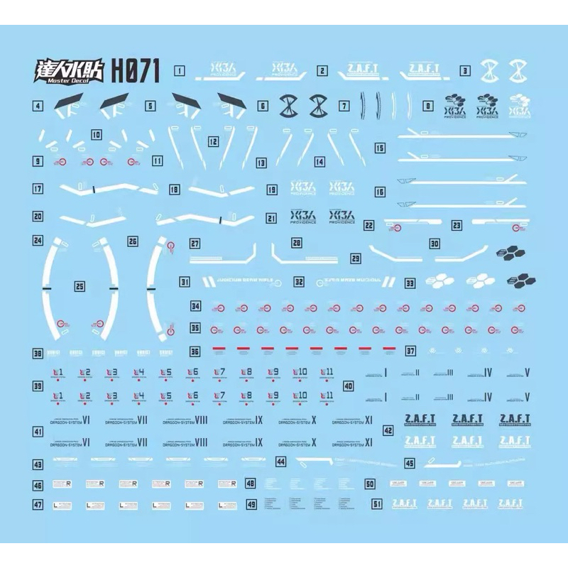 DL HG 071 Providence Gundam Water Decals