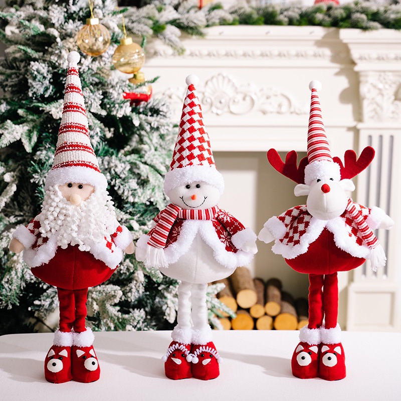 ส่งจากไทย ตุ๊กตายืดหดขาได้ ซานต้าครอส กวาง snowman ของแต่งเทศกาลคริสต์มาส