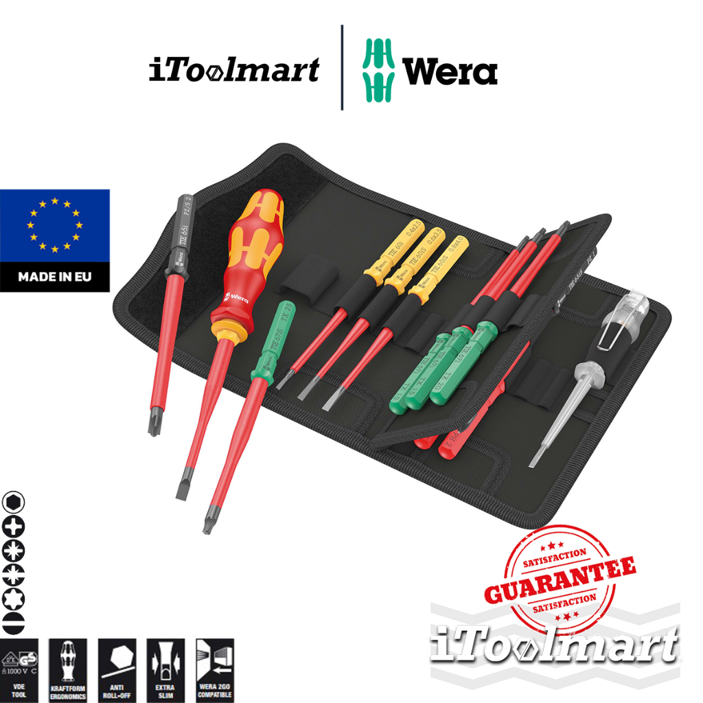 WERA ชุดไขควง Kraftform Kompakt VDE 16 extra slim 1 05006608001 / VDE 16 Universal 1 05006607001