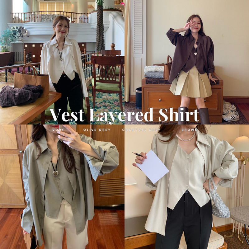 SOMEDRESS | Vest Layered Shirt เสื้อเชิ้ตต่อเลเยอร์เสื้อกั้กด้านใน