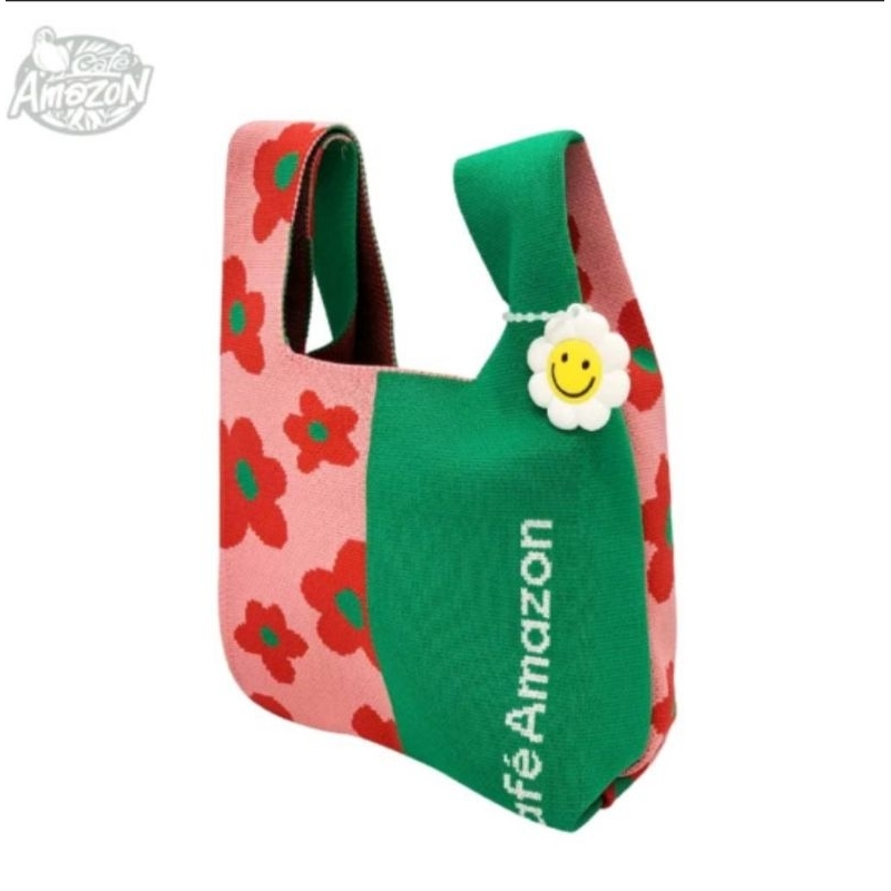 Café Amazon Knitting Bag กระเป๋าถัก ไหมพรม พร้อมสายคล้องสุด Cute มีให้เลือกสะสม ถึง 3 ลาย แท้อเมซอน100%