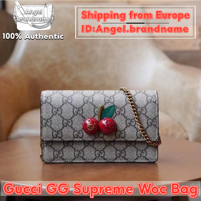 Shopee ถูกที่สุด💯ถุงของแท้👜Gucci GG Supreme Cherry Woc Bag กระเป๋าสะพายคลาสสิก ขายร้อนทั่วโลก