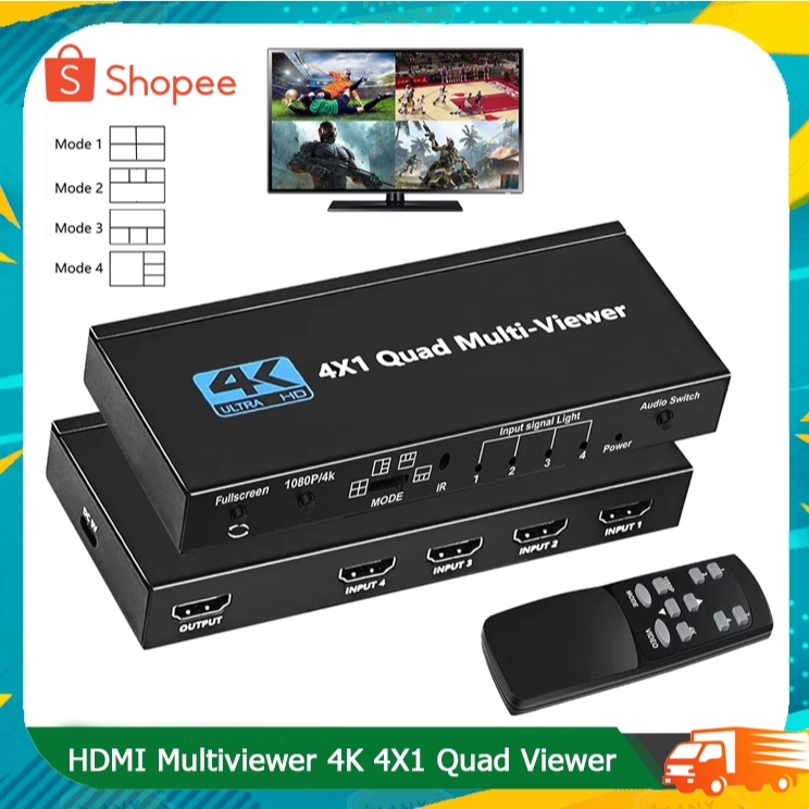 HDMI Multiviewer 4K 30Hz 4X1 HDMI Quad Viewer 4 In 1 HDMI Multi-Viewer