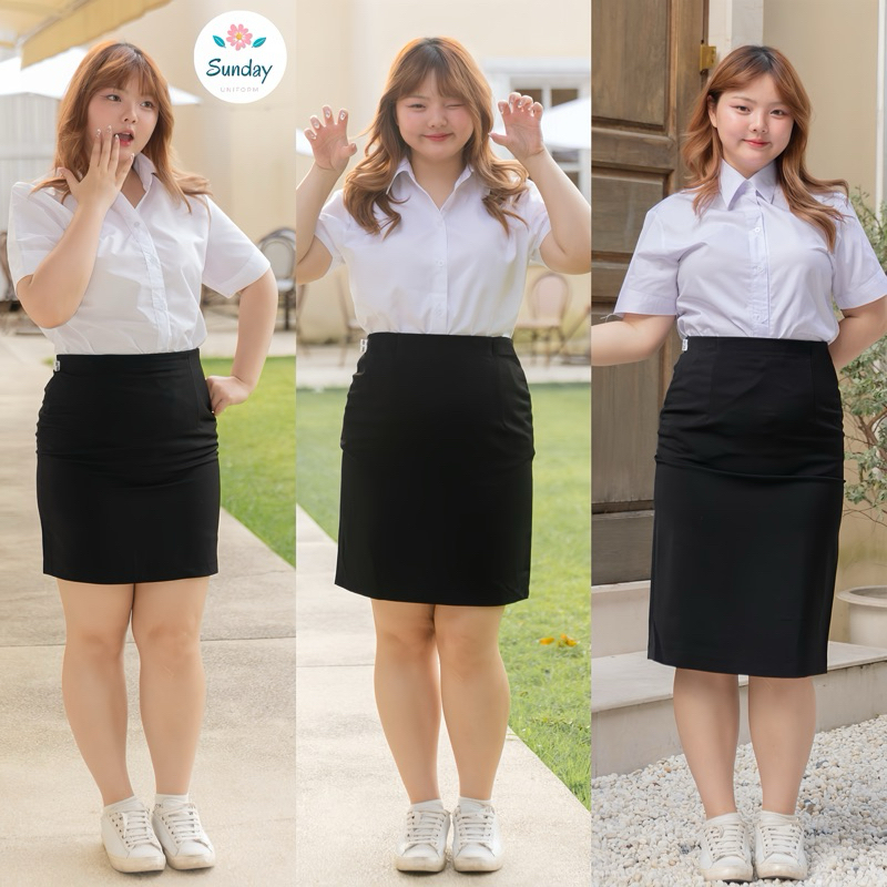 ไซส์ใหญ่ กระโปรงนักศึกษาทรงเอ ทรงเอสาวอวบ เอว35-45 มียาว20-22-24-26 ผ่าหลัง ราคาสุดคุ้มเนื้อผ้าฮานาโกะ