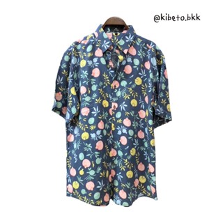Kibeto เสื้อฮาวาย ลายทับทิม สีเทา ผ้าสปันเรยอน เนื้อนิ่ม ใส่…
