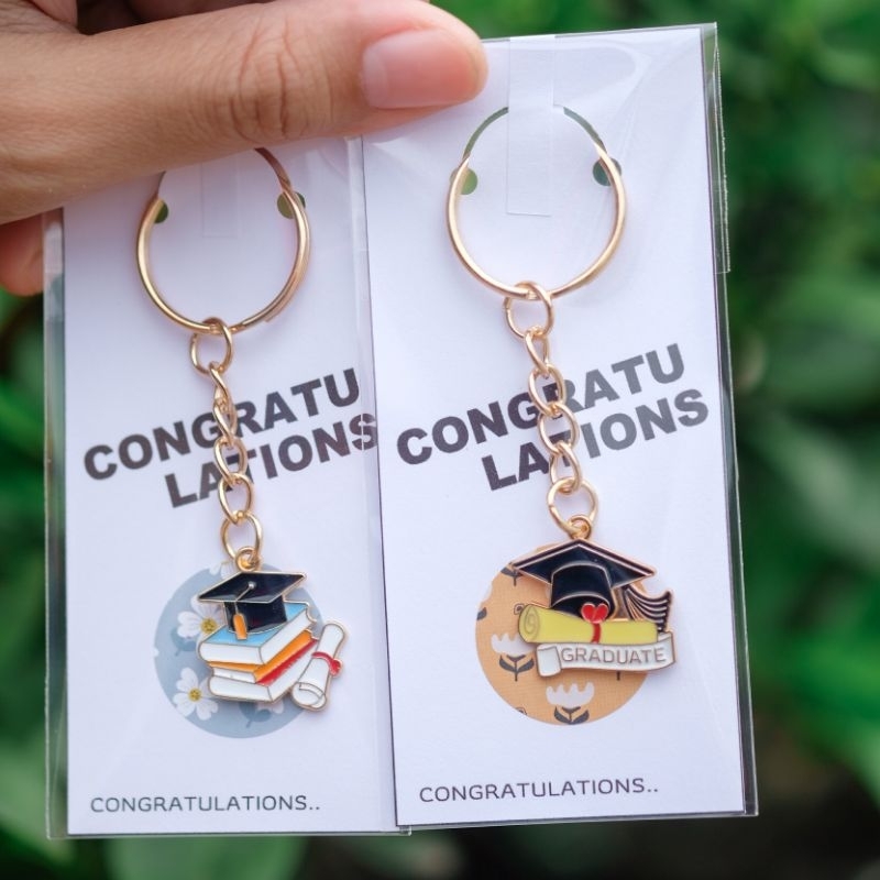 พร้อมส่งจากไทย พวงกุญแจรูปหมวกบัณฑิต+โซ่ไข่ปลาสีทอง, ของขวัญปัจฉิม, ของแจกเพื่อน