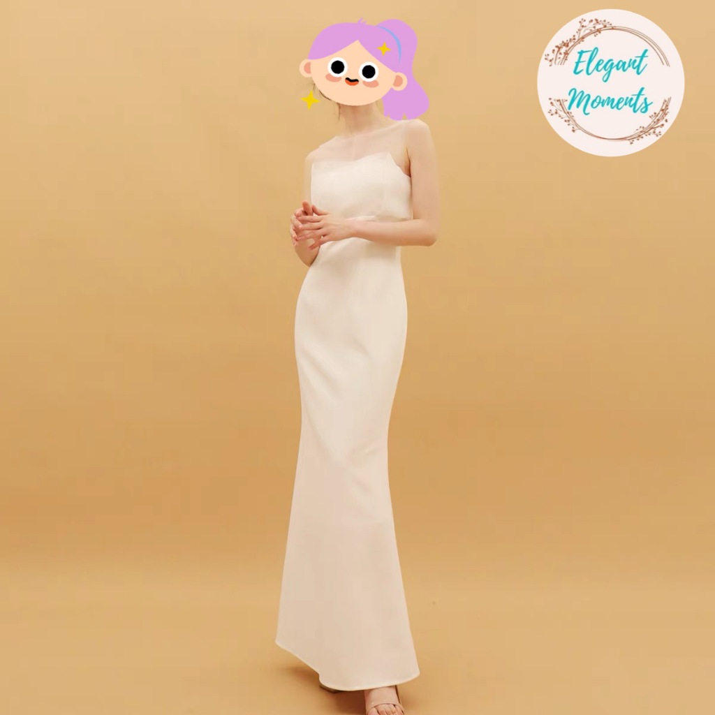 พร้อมส่งจากไทย ชุดแต่งงาน รหัส E109-N ชุดเจ้าสาว ชุดถ่ายพรีเวดดิ้ง ชุดafter party ชุดงานหมั้น เดรสยาว เดรสมินิมอล