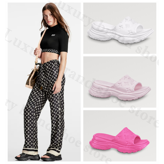 👟Louis Vuitton คลาสสิค ผู้หญิง POOL 55 COMFORT รองเท้าแตะส้นแบน ของแท้💯