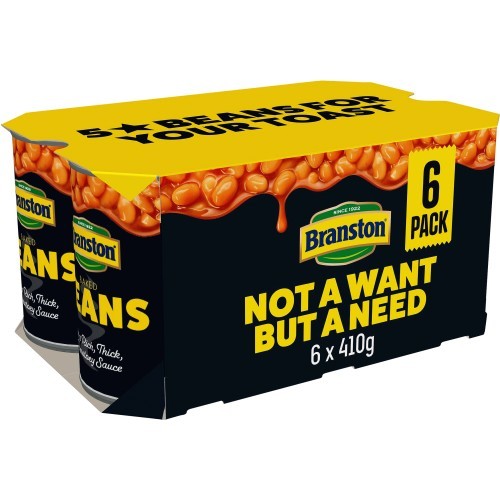 Branston Baked Beans In Tomato Sauce 6 X 410G - ถั่วอบในซอสมะเขือเทศ ตรา เเบรนสตัน 410g x 6