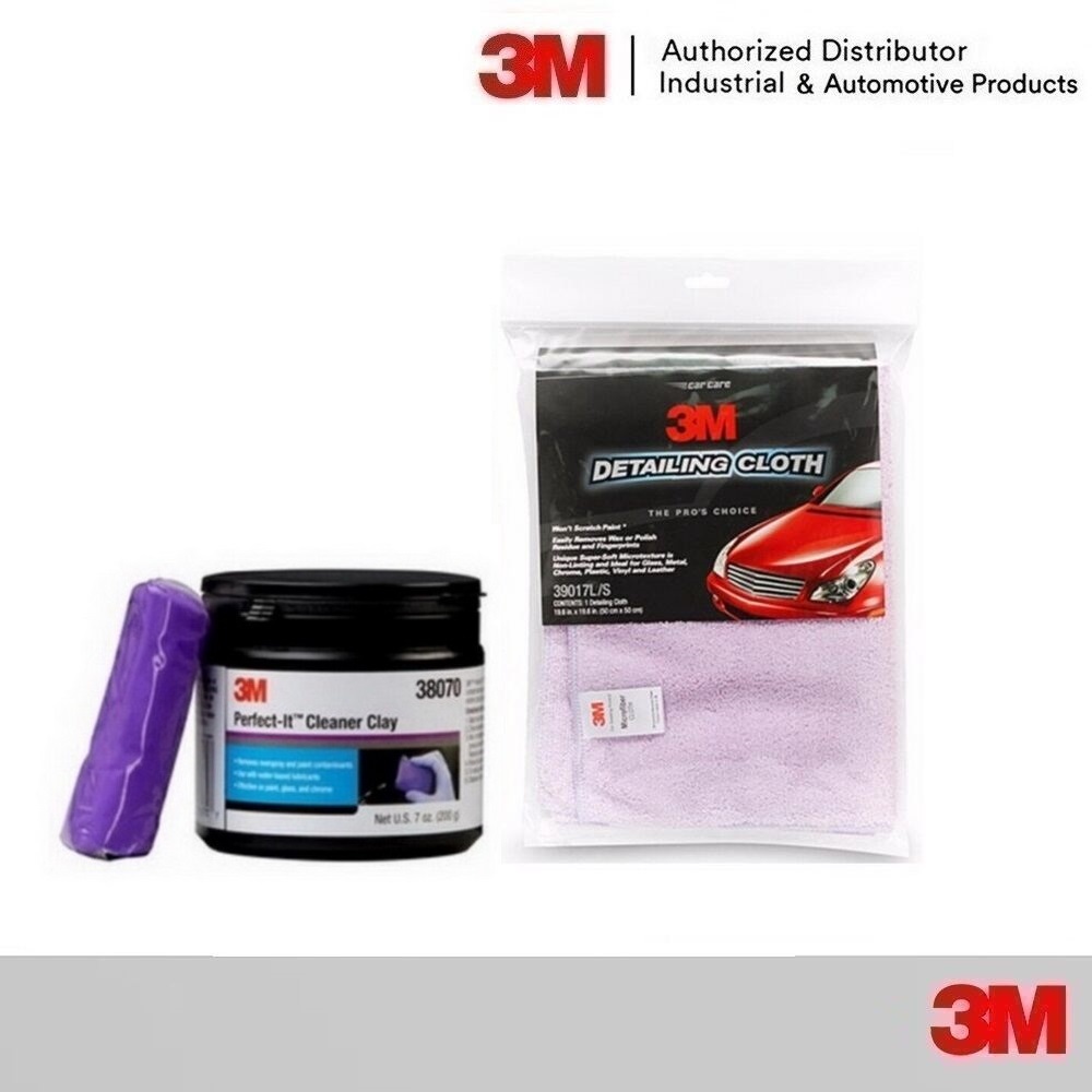 3M Premium ชุดดินน้ำมันทำความสะอาด Clay 38070 ผ้าไมโครไฟเบอร์ 39017