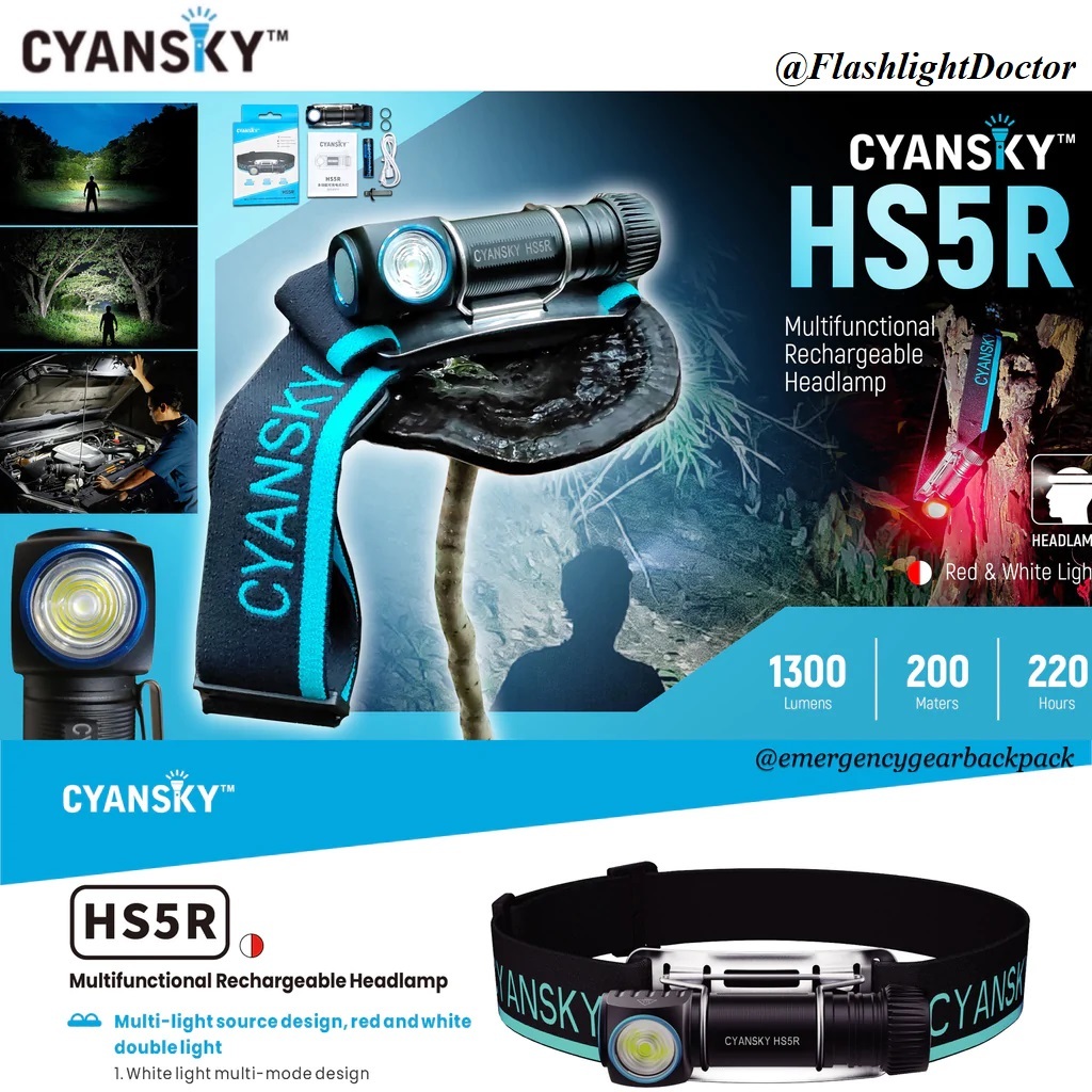 Cyansky HS5R Multifunction Headlamp 1300LMS 200M