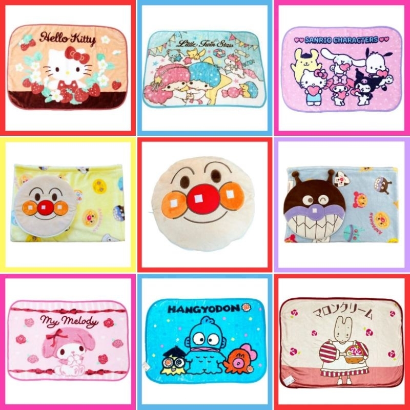 แท้ 100% ผ้าห่ม Sanrio blanket 70*100 cm ผ้าห่มคิตตี้ ผ้าคลุมไหล่ Kitty Kuromi Little Twin Stars Hangyodon Cinnamon
