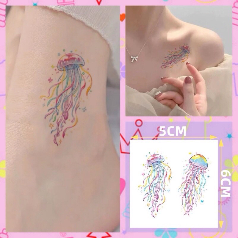 Tattoo แทททู แมงกะพรุน 5x6cm. พร้อมส่งใน🇹🇭