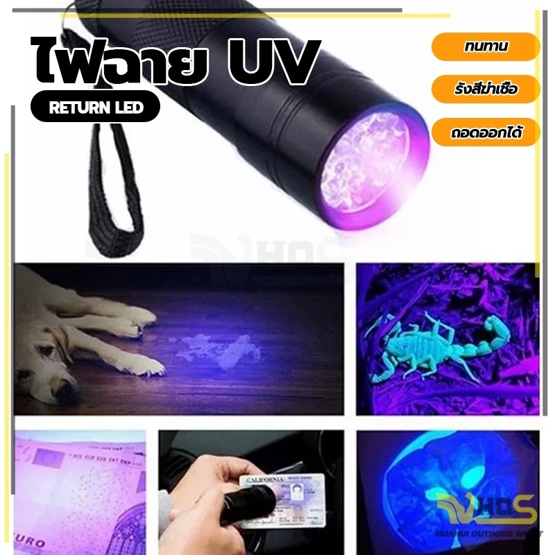 ไลท์ไฟฉายยูวี UV มินิอลูมิเนียม ขนาดพกพา สำหรับตรวจเชื้อราในสัตว์เลี้ยง ยืนยันจุดที่เกิดเชื้อรา