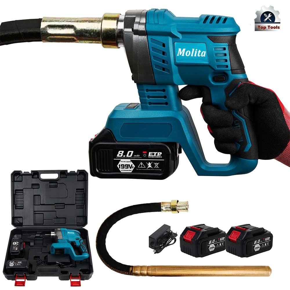 MOLITA เครื่องจี้ปูนไร้สาย 199V แบตเตอรี่ 2 ก้อน เครื่องจี้ปูน เครื่องจี้ปูนคอนกรีต พร้อมสายจี้ปูน 1 เมตร