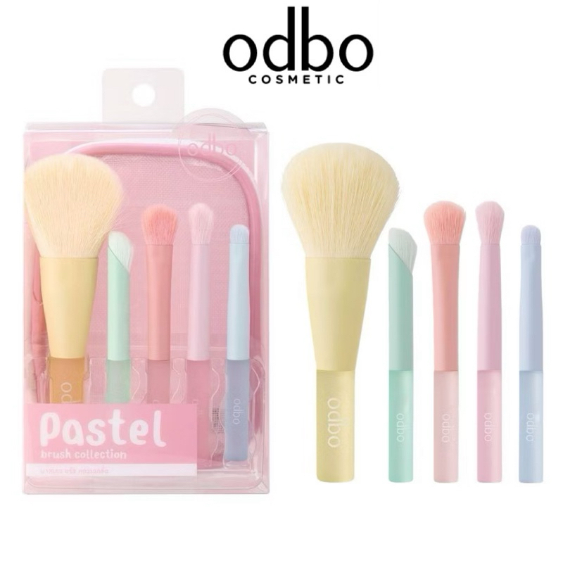 ODBO PASTEL BRUSH COLLECTION โอดีบีโอ พาสเทลบลัชคอลเลคชั่น เซ็ทแปรง5ชิ้น สีพาสเทล พร้อมกระเป๋า OD8058 ราคา ถูกที่สุด ดีลบีเคเค