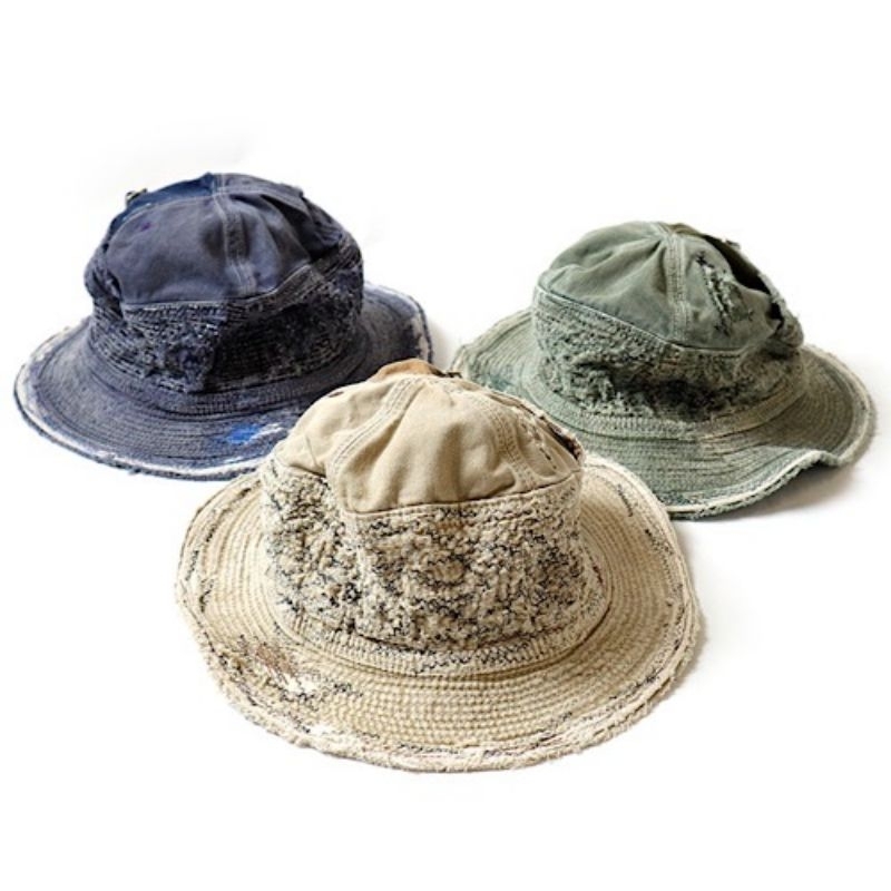 NEW !!! KAPITAL THE OLD MAN AND THE SEA CHINO CRASH REMAKE HAT