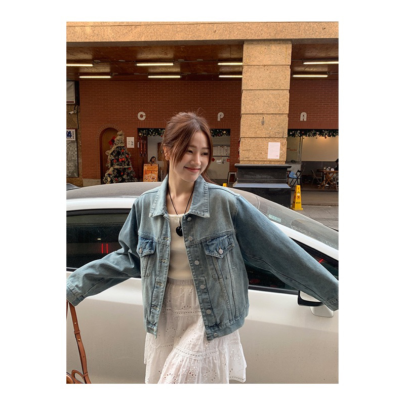 JK เสื้อแจ็คเก็ตยีนส์แขนยาว สไตล์เกาหลี พร้อมส่ง