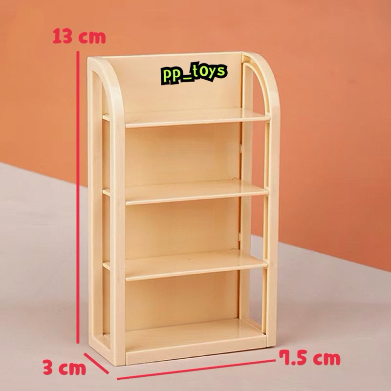 โมเดลชั้นวางของ ชั้นวางสินค้า สีครีม display shelf สเกล 1:12