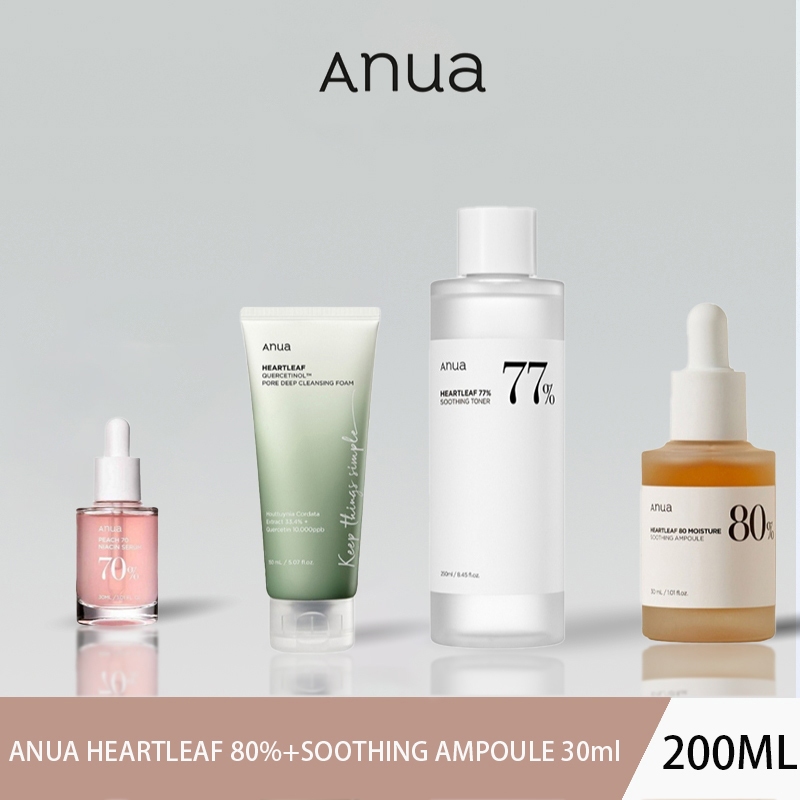 ของแท้ 100%  ANUA HEARTLEAF 80% SOOTHING AMPOULE 30ml Soothing Toner 250mL 500mL/70% Toner 250mL Acn