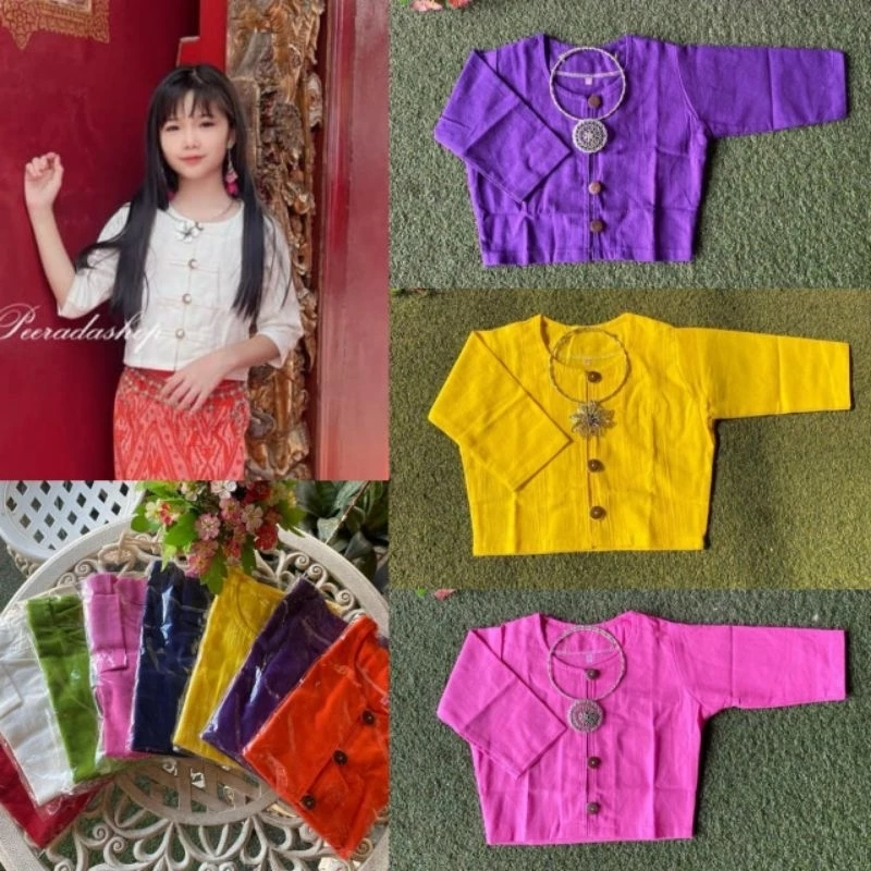 เสื้อกาสะลองเด็กเสื้อผ้าฝ้ายแขน5 ส่วน
