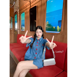 BY IRA🔥พร้อมส่ง🔥 (1006/202/4002) เสื้อเซิ้ตกระดุม+กางเกง เนื้อผ้ายีนส์แท้ ผ้าไม่คัน ชุดเซตสั้นยีนส์ เนื้อผ้านิ่ม ใส่บาย