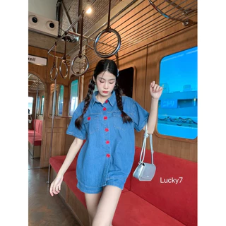 BY IRA🔥พร้อมส่ง🔥 (1006/202/4002) เสื้อเซิ้ตกระดุม+กางเกง เนื้อผ้ายีนส์แท้ ผ้าไม่คัน ชุดเซตสั้นยีนส์ เนื้อผ้านิ่ม ใส่บาย