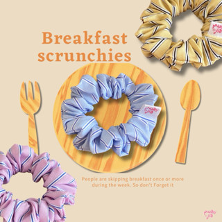 breakfast scrunchies | ยางมัดผม ยางรัดผม ลายทาง  น่ารัก ม่วน…