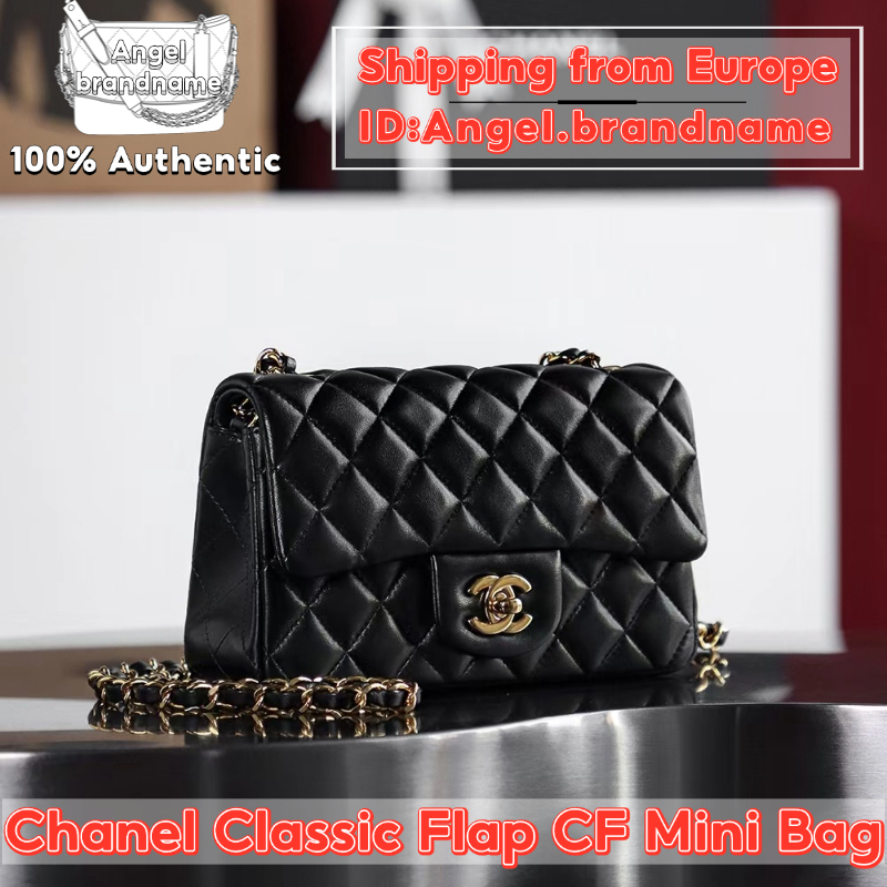 Shopee ถูกที่สุด💯ถุงของแท้👜Chanel Classic Flap CF Mini Bag 20cm Lambskin Gold Bag กระเป๋าสะพายคลาสสิ