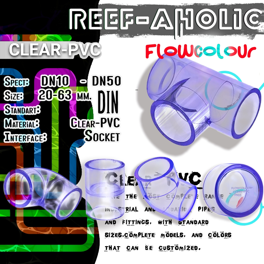 Reef-aholic อุปกรณ์ U-PVC ใสอมม่วง ทนการกัดกร่อนสูง เหมาะอย่างยิ่งกับตู้ทะเล ทั้งเท่ห์ทั้งทน 20-32mm