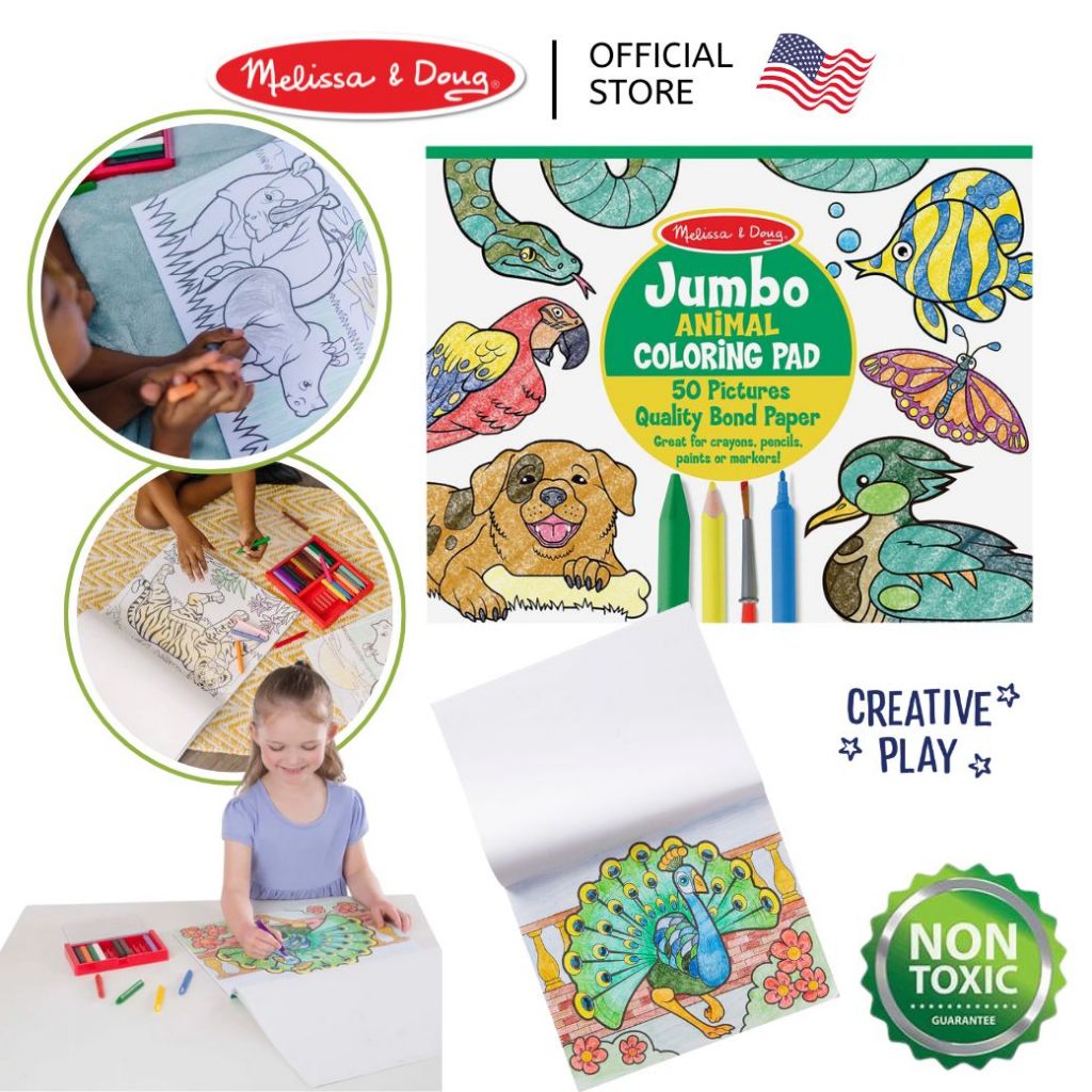(ของแท้ USA) สมุดระบายสีขนาดใหญ่ รุ่นสัตว์ ขนาด 28 x 35 ซม Melissa & Doug Jumbo Coloring Pad 4200