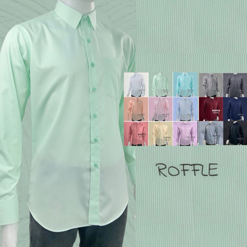 เสื้อเชิ้ตคอปก  ผ้าด๊อบบี้ปีเก้ เข้ารูป แขนยาว