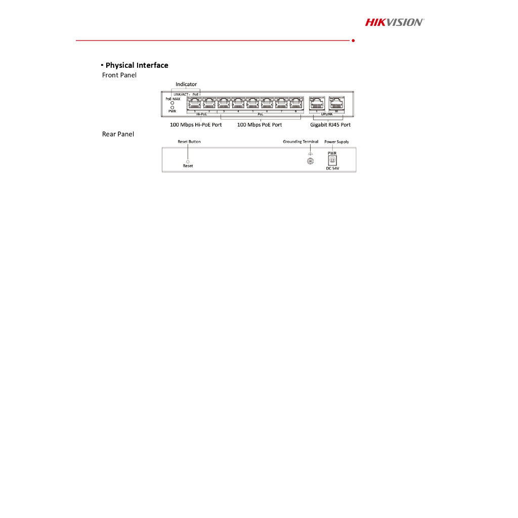 HIKVISION DS-3E1310HP-EI Smart PoE Switch จำนวน 4+2 ช่อง 10/100MB PoE,Uplink (Smart Managed) (รับประกัน 3 ปี)