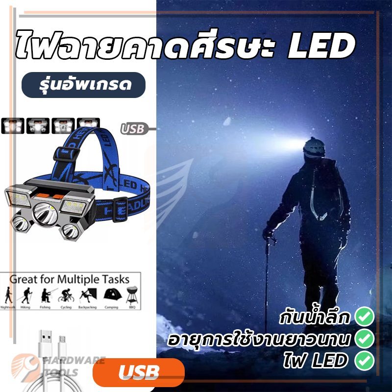 ไฟ ไฟฉาย LED ไฟหน้าชาร์จ ไฟหน้าแบบชาร์จไฟได้ Led แบบชาร์จไฟ หลากหลาย อายุยืนยาว กะทัดรัด พกพาสะดวก กันน้ำ
