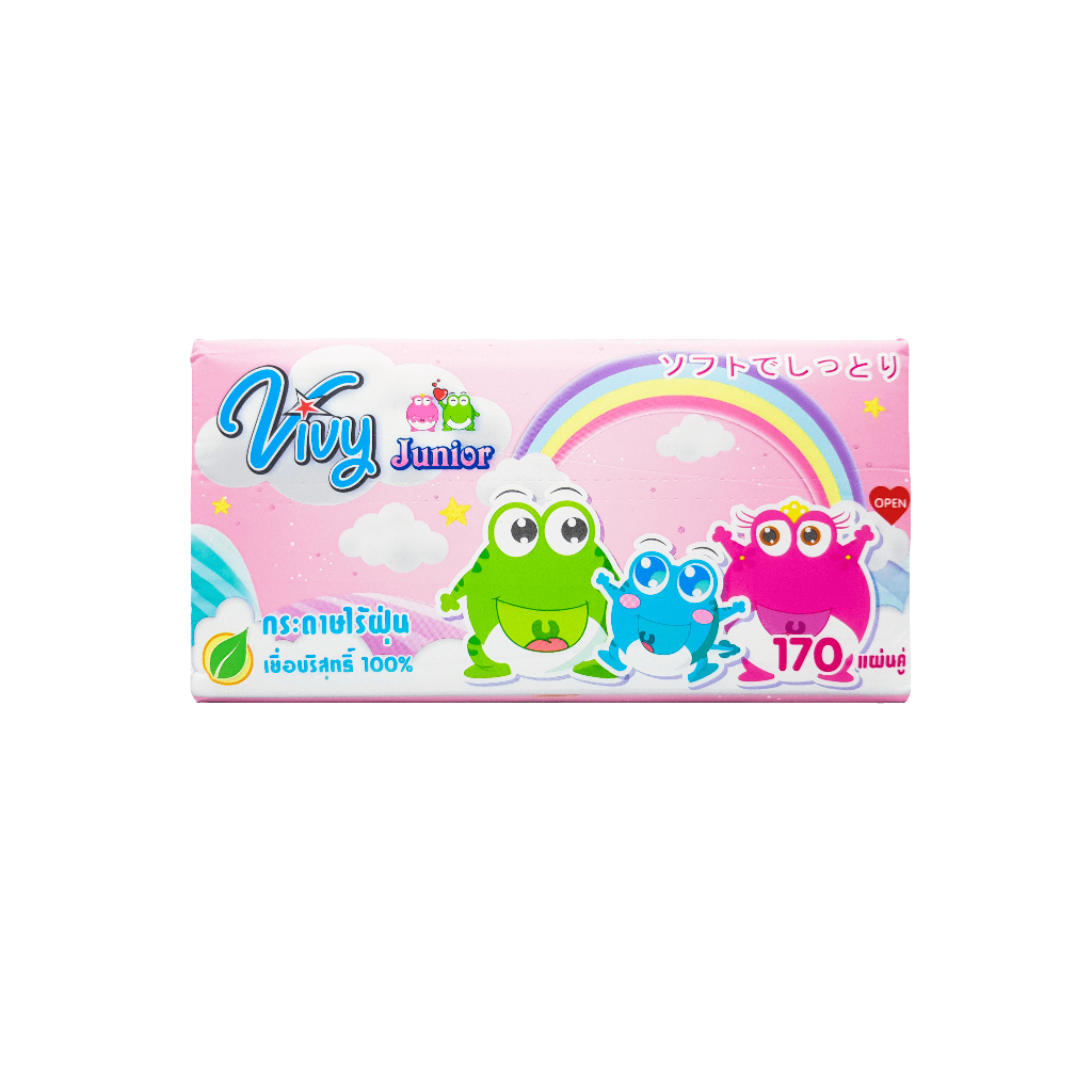 ยกลัง 10 หิ้ว 50 ห่อ กระดาษทิชชู่เช็ดหน้า VIVY วีวี  170 แผ่น หนา 2 ชั้น แถมฟรียาสีฟัน D-Herb 2หลอด - 3
