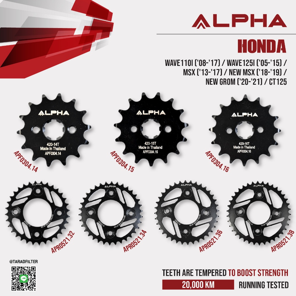 สเตอร์ ALPHA ใช้สำหรับ Honda Wave110i ('08-'17) / Wave125i ('05-'15) / MSX / New Grom / CT125 [ APF0304 / APR0521 ]