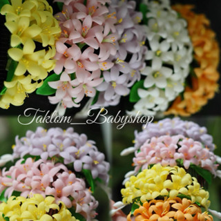 หวีสับดอกไม้ดินปั้น ดอกไม้ติดผม ดอกไม้ติดผมเจ้าสาว ดอกปั้นด้…