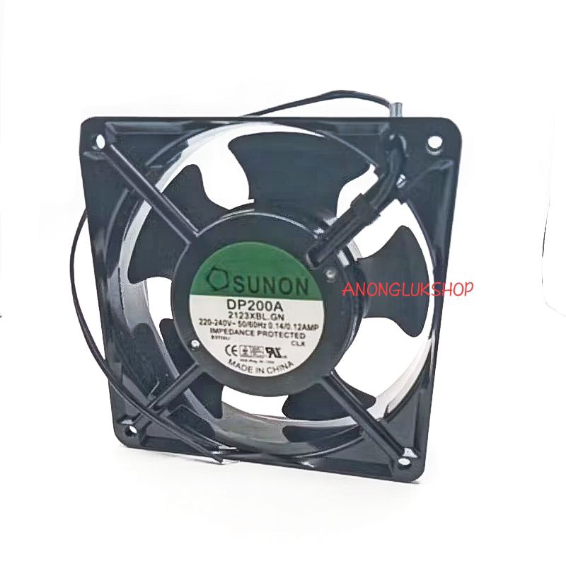 พัดลมเหลี่ยม 4.5นิ้ว 220Vac DP200A P/N2123XBL.GN 220-240VAC 50/60HZ SUNON พัดลม 4 1/2นิ้ว ขนาด 120x120x38MM.
