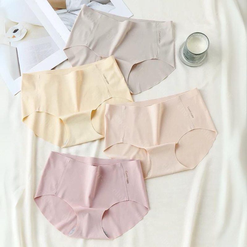 Chor 811 (ฟรีไซร์-2xl)กางเกงในไร้ขอบเรียบๆ ผ้าเย็นๆ สีพาสเทล คละสี 5 ตัว และ คละสี 10 ตัว