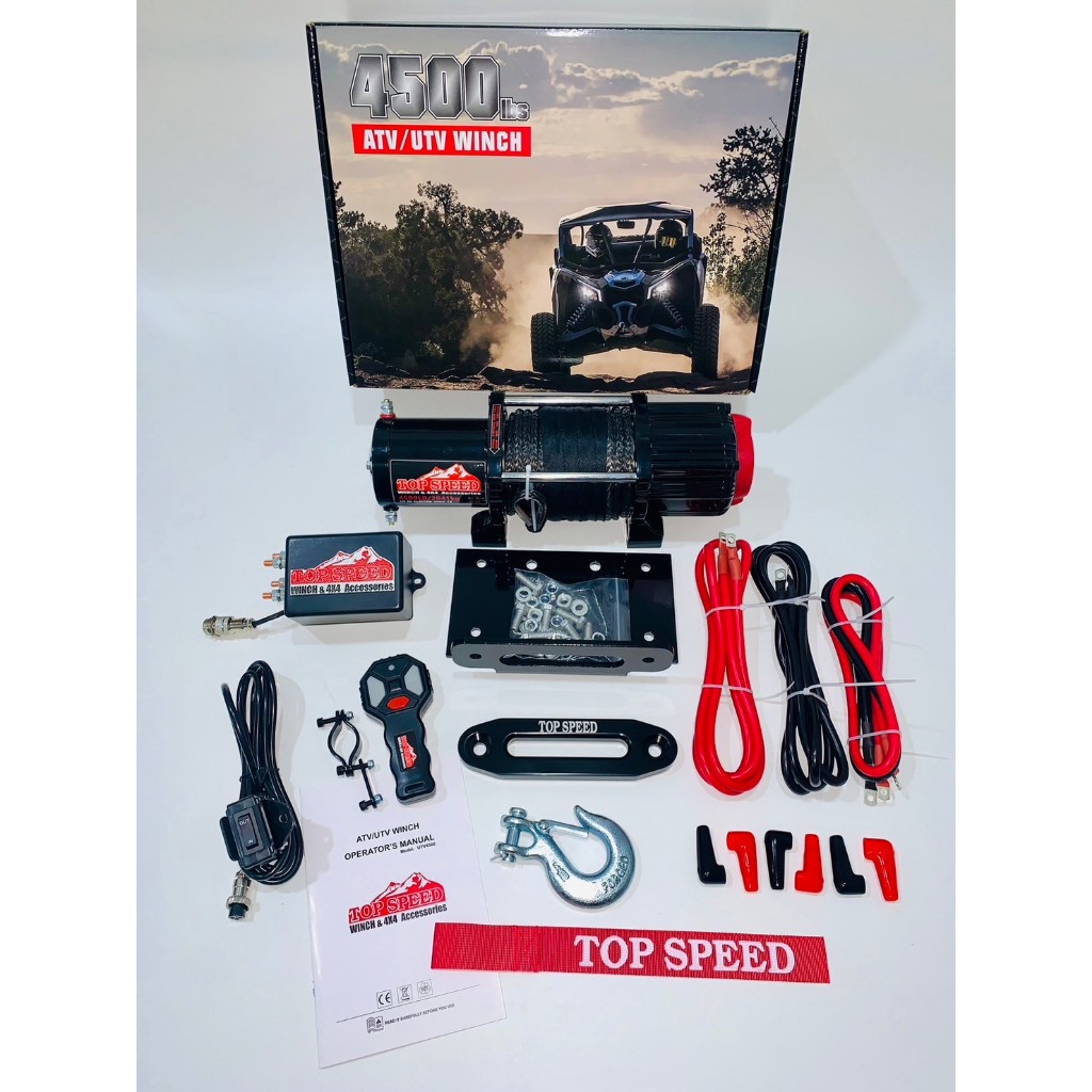รอกไฟฟ้า 12v (แบบมีเกียร์ปลดฟรีเชือกได้) วินซ์ติดรถยนต์ 4500lb แรงดึง 2ตัน 12V แบบเชือก