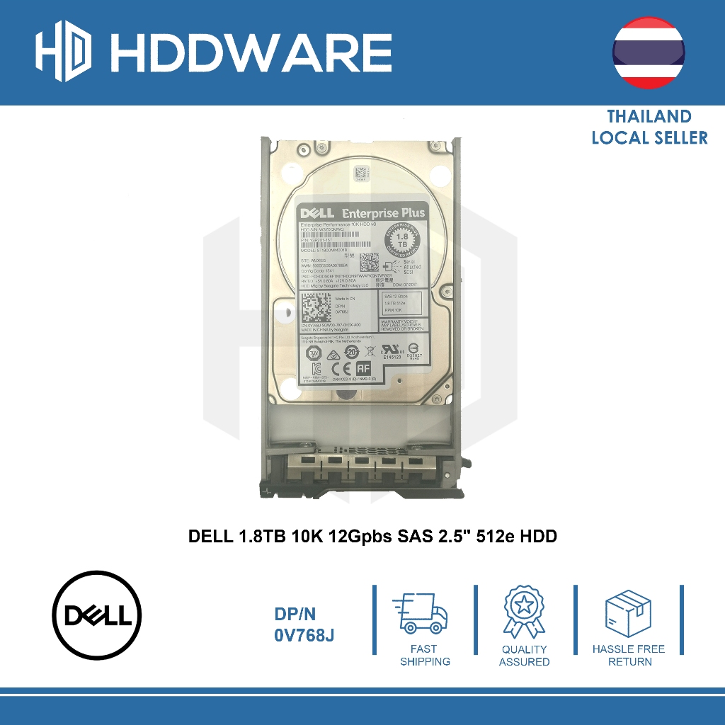 DELL 1.8TB 10K 12Gpbs SAS 2.5" 512e HDD // 0V768J // ST1800MM0018 // 1GR201-157