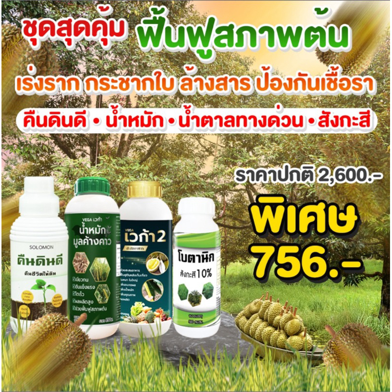 ชุดฟื้นฟูสภาพต้น เร่งราก กระชากใบ ล้างสาร ป้องกันเชื้อรา 1 ชุดครบ ราคาพิเศษ ชุดละ 756.-