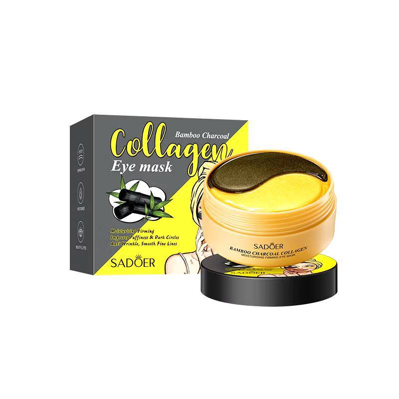 SADOER Collagen Bamboo Charcoal Eye Mask มาส์กใต้ตา ชุ่มชื่น ลดริ้วรอย ช่วยฟื้นฟูผิว กล่องดำเหลือง