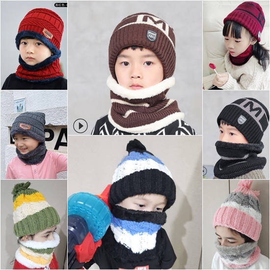 KR29 KK11 หมวกไหมพรมเด็ก+ปลอกคอ ta31 KQ102 tb322  KQ100 KK11 KR29 TB174 TB412