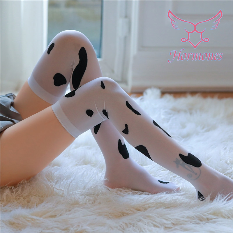 Hormones 🐮🐮 ถุงน่อง ถุงเท้ายาวถึงเข่า ลายวัว บทบาทสมมติ น่ารัก เซ็กซี่ ใส่สบาย พร้อมส่งจากไทย