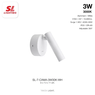 SL LIGHTING | Bedside Track Light โคมไฟอ่านหนังสือ & หัวเตียง LED รุ่น CAMA-3W30K (Black, White, Nickel)